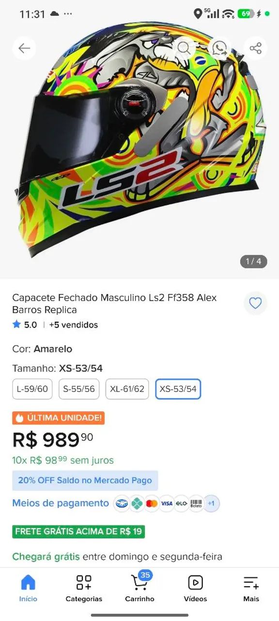 Capacete LS2 original 