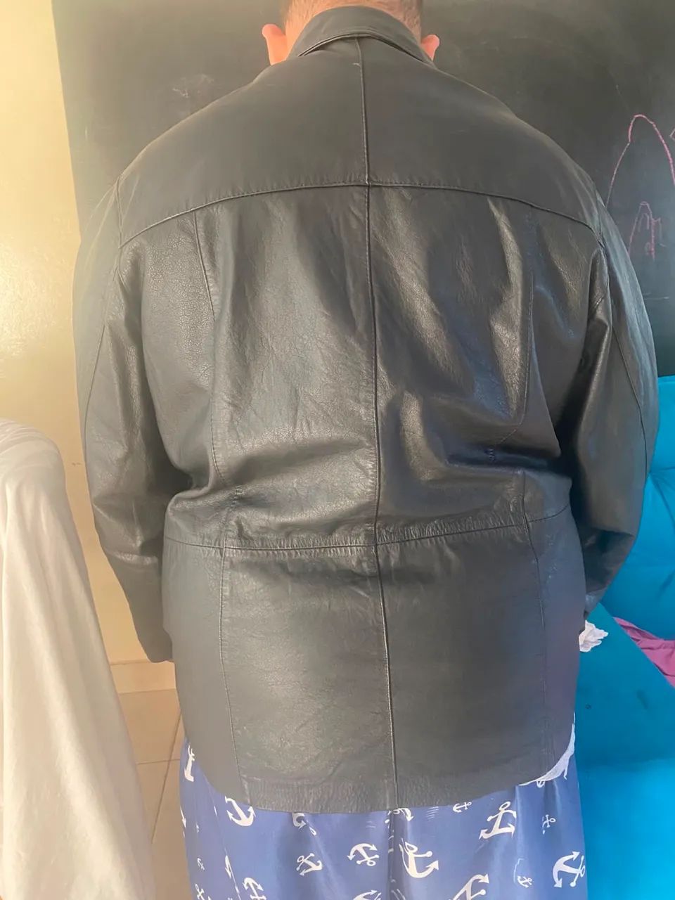 Jaqueta em couro legítimo masculino 