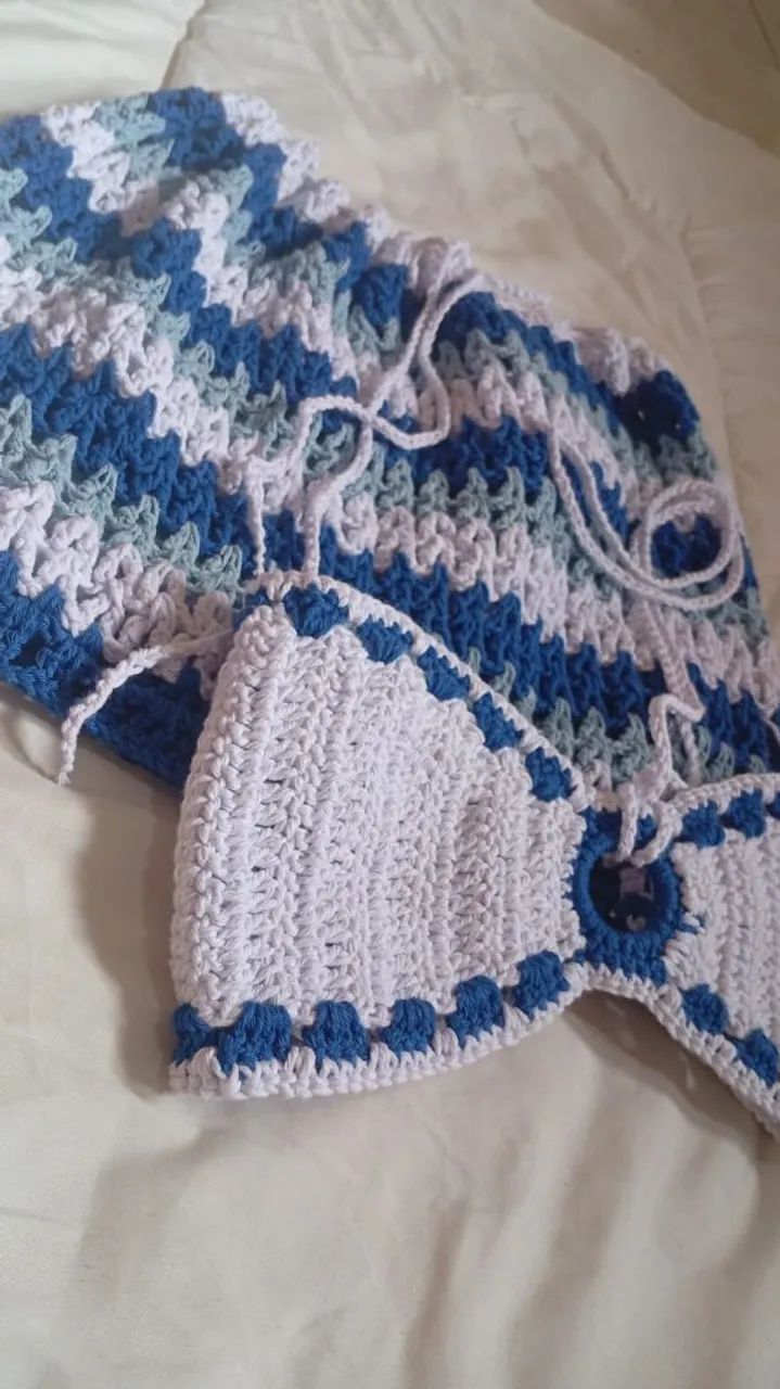 Conjunto de Crochê Artesanal - Top + Saia (Sob Encomenda) - Foto 3