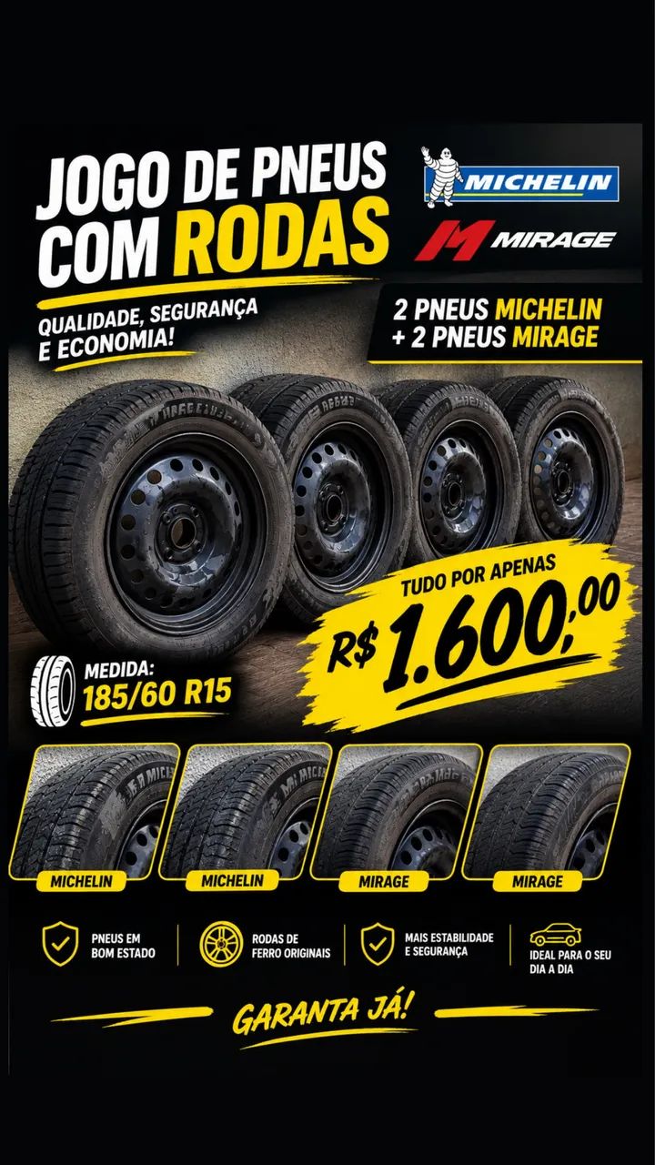 Jogo de Pneus + rodas de ferro