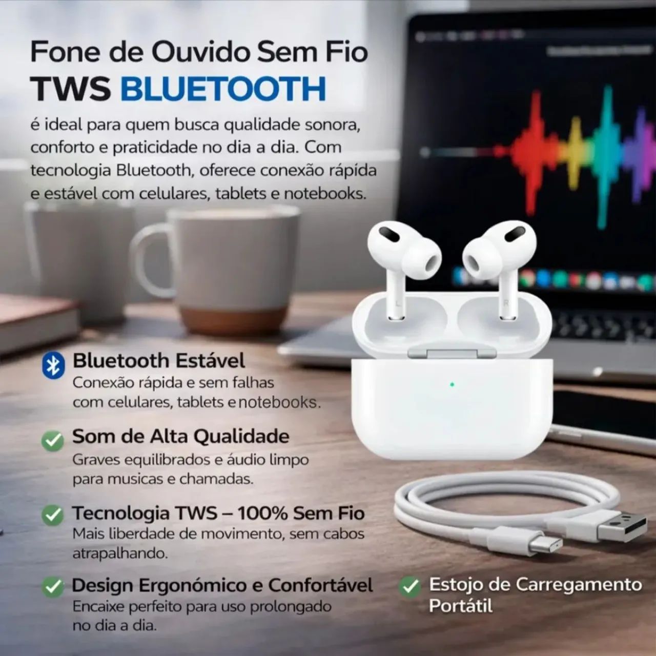 Fone de ouvido Bluetooth premium - Foto 2