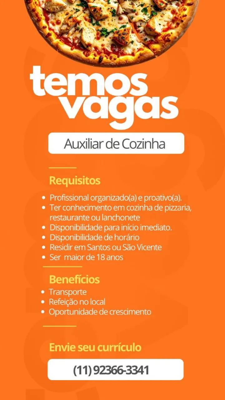 Vaga em Pizzaria (Santos) 