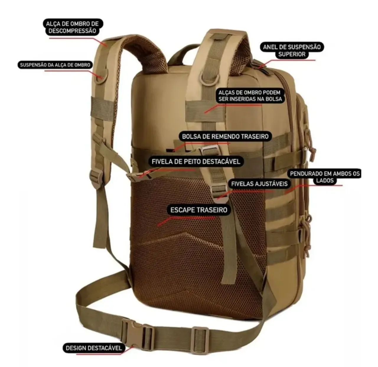 Mochila tática militar de 50L - Foto 3