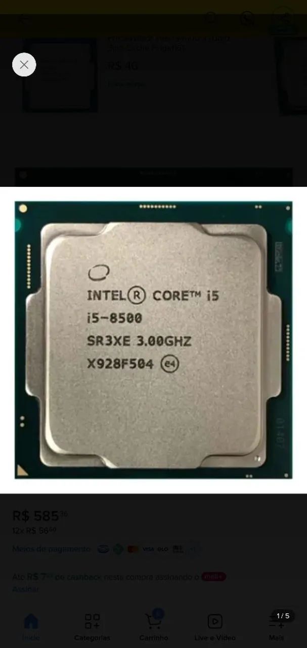 Vendo I5 8500