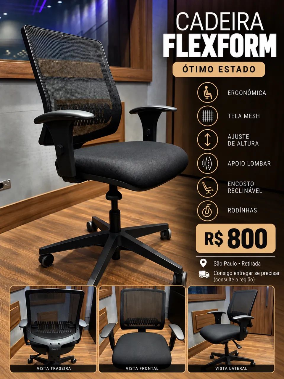 Cadeira Flexform ergonômica 