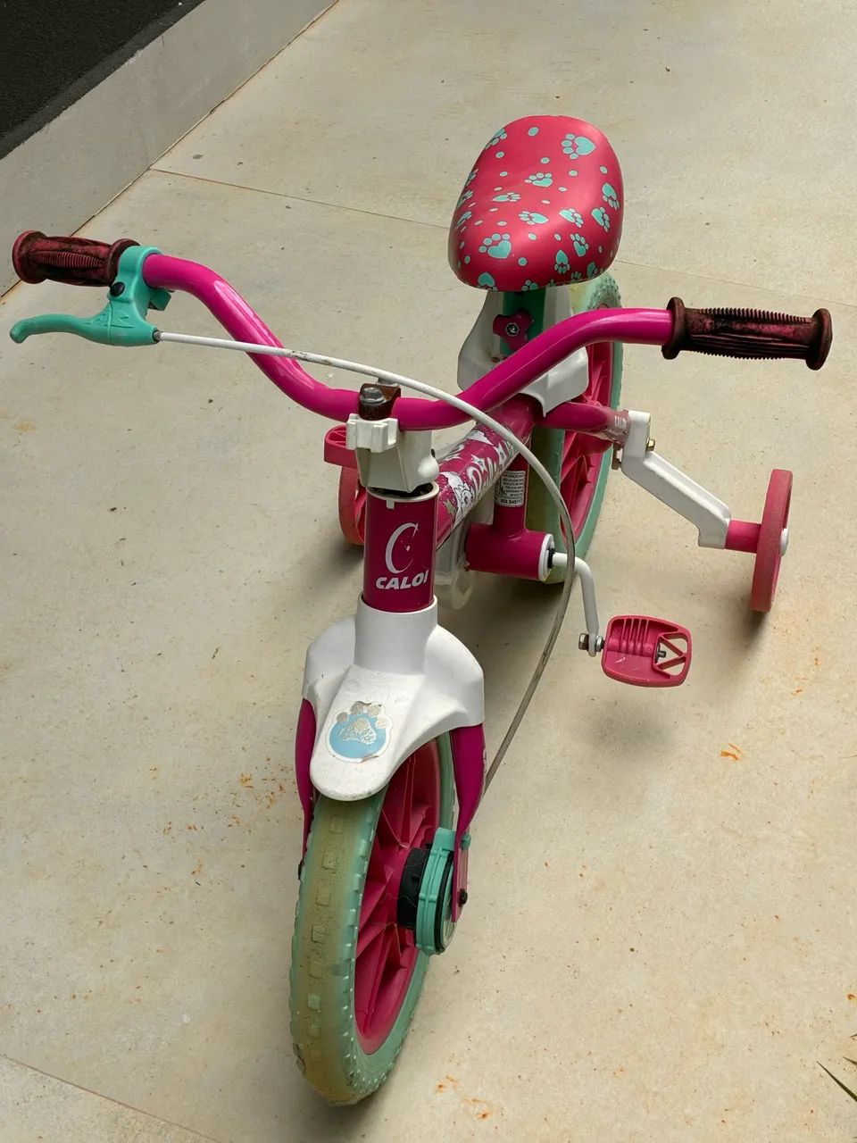 Bicicleta Infantil Caloi Barbie com Rodinhas - Ótimo Estado