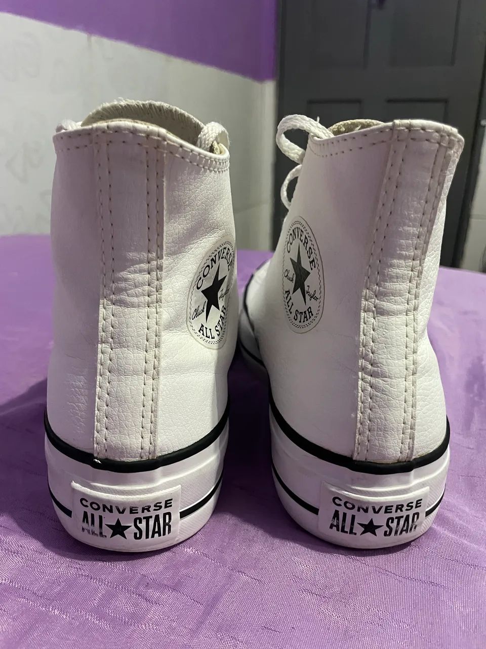 all star converse couro branco plataforma - Foto 5