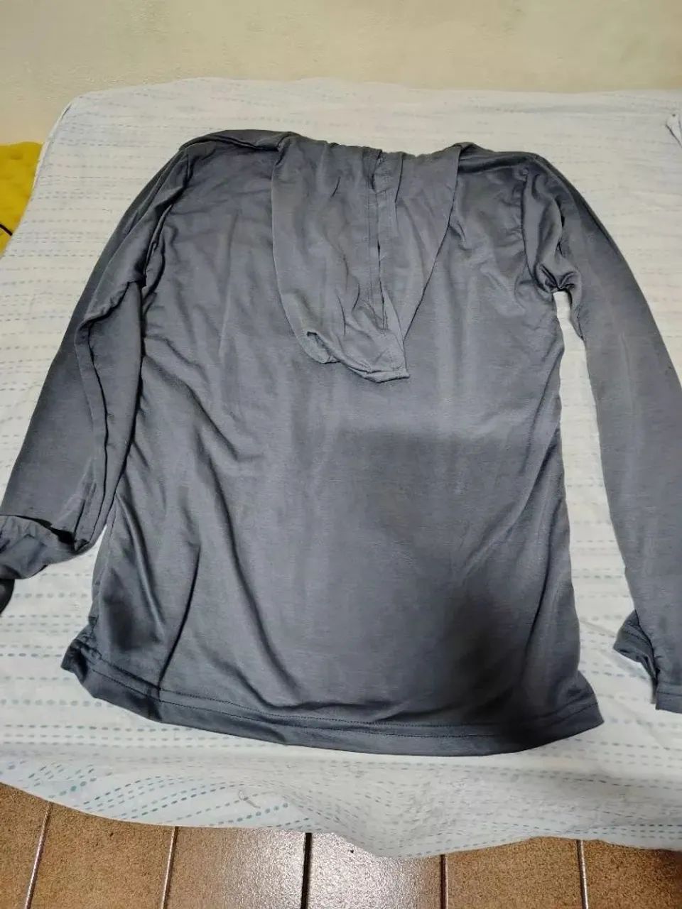 Camiseta MasculinaD Manga Longa Capuz 100%Poliéster Casual/Trabalho/Dia-Dia Lisa