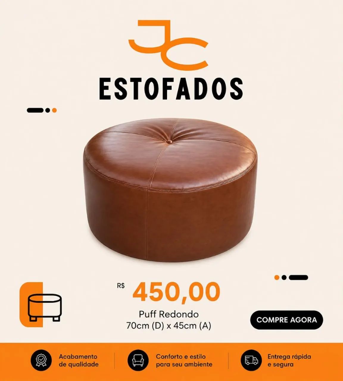 Puff novo Redondo JC Estofados 