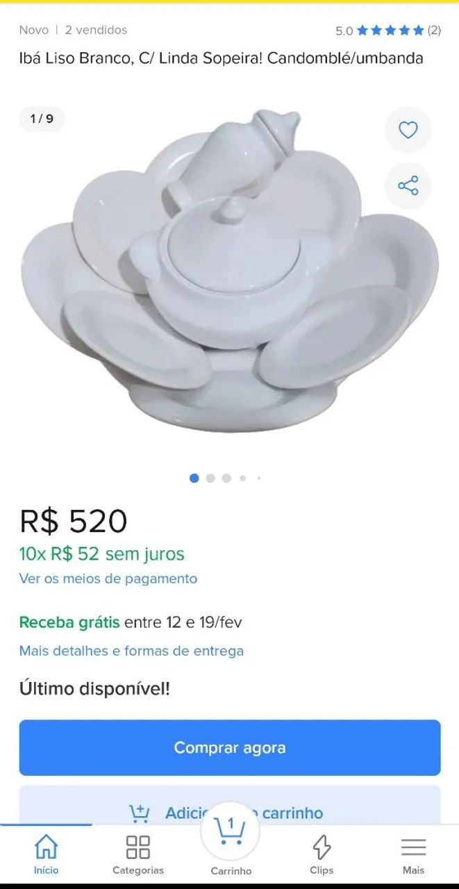 Igbá Liso Branco C/ Sopeira (LEIA A DESCRIÇÃO!!)