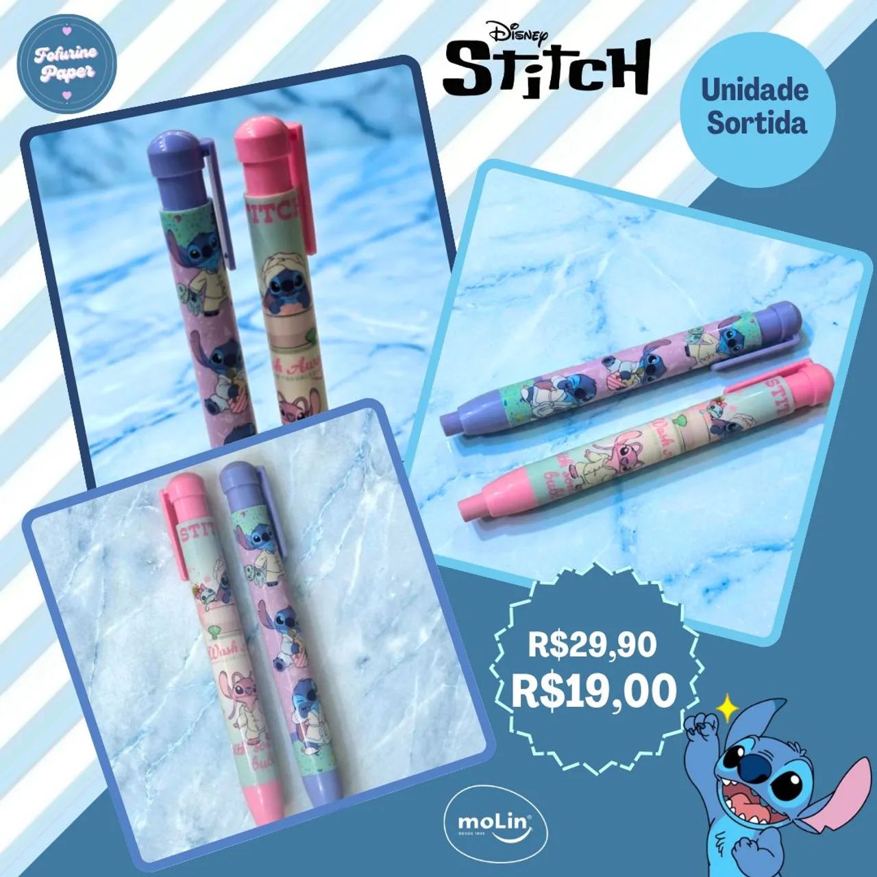 CANETA BORRACHA DISNEY STITCH - MOLIN | MODELO SORTIDO  - Foto 5