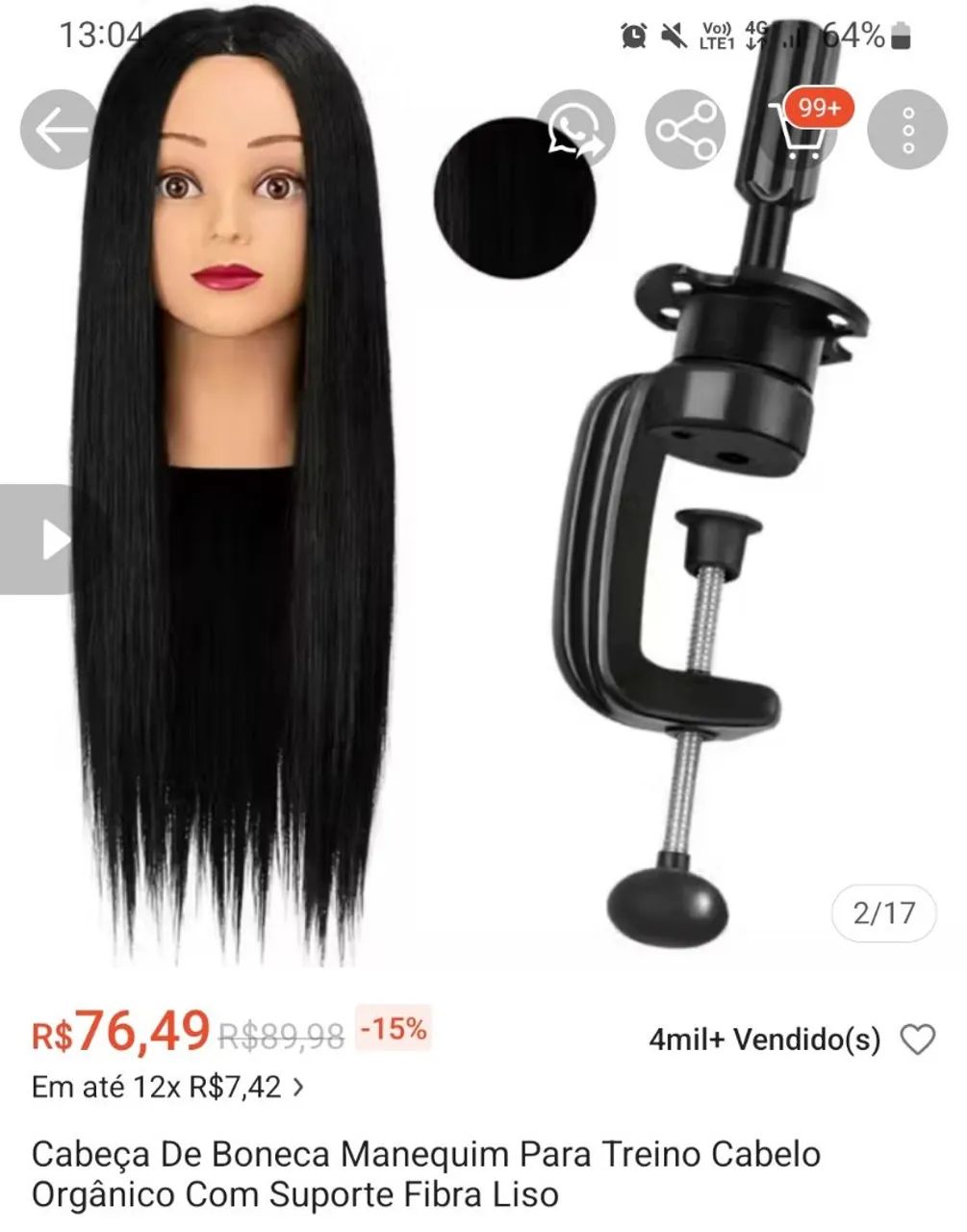 Cabeça p/ treino de penteados