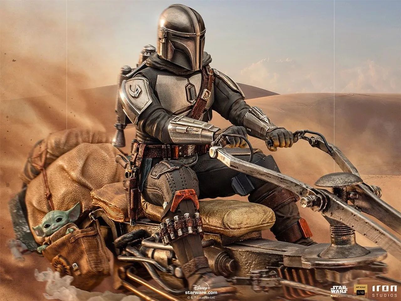  The the Mandalorian on Speederbike Iron studios 