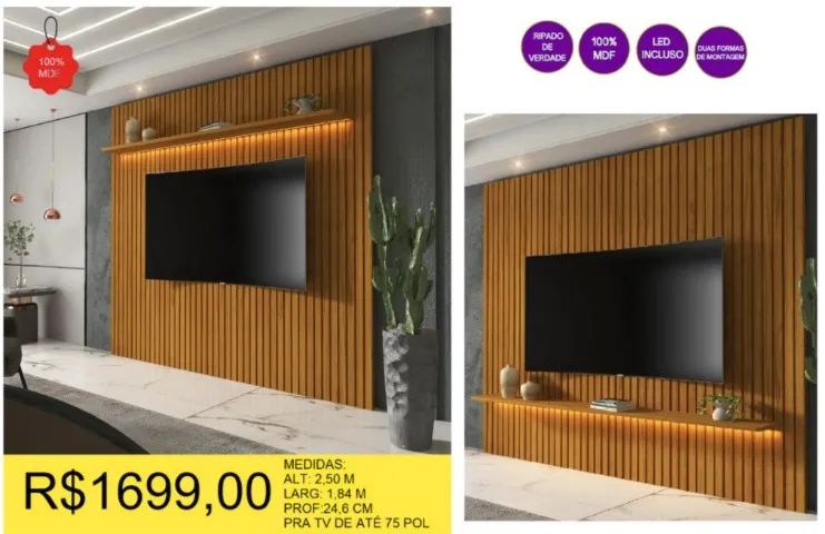 PAINEL DE SALA 100% MDF RIPADO DE VERDADE 