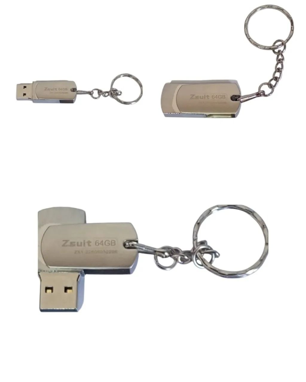 PENDRIVE METALIZADO ZSUIT DE 64GB, COM INTERFACE USB 3.0, NA COR PRATA.