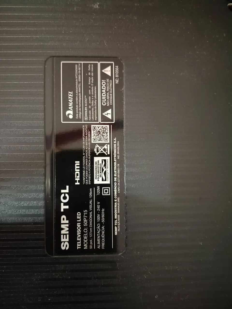 Urgente. Tv TCL 50" defeito.