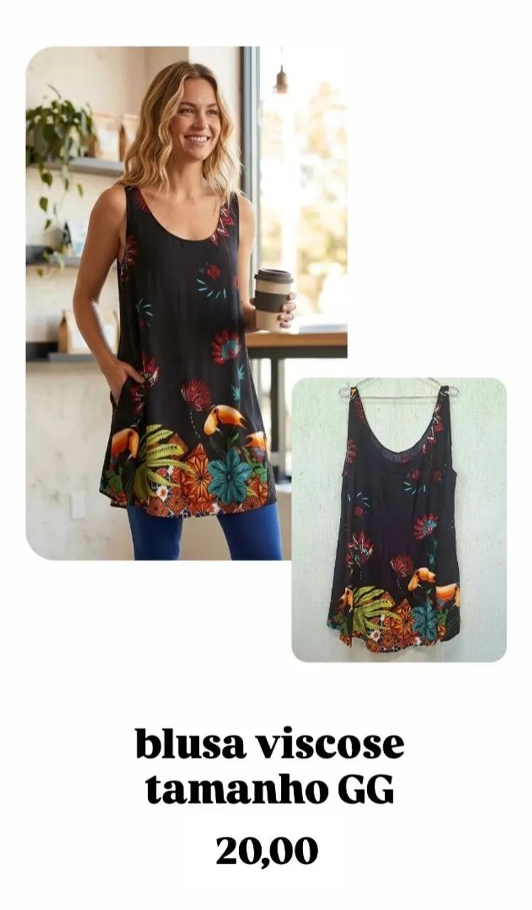 Blusa regata de viscose longa - Foto 2