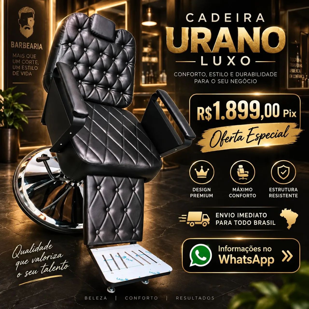 CADEIRA BARBEIRO NOVA 