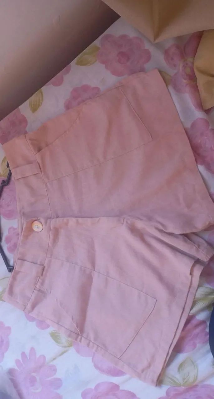 Short rosa de linho