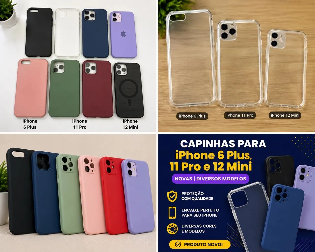 Capinhas para iPhone 6 Plus, iPhone 11 Pro e iPhone 12 Mini | Novas | Diversos Modelos