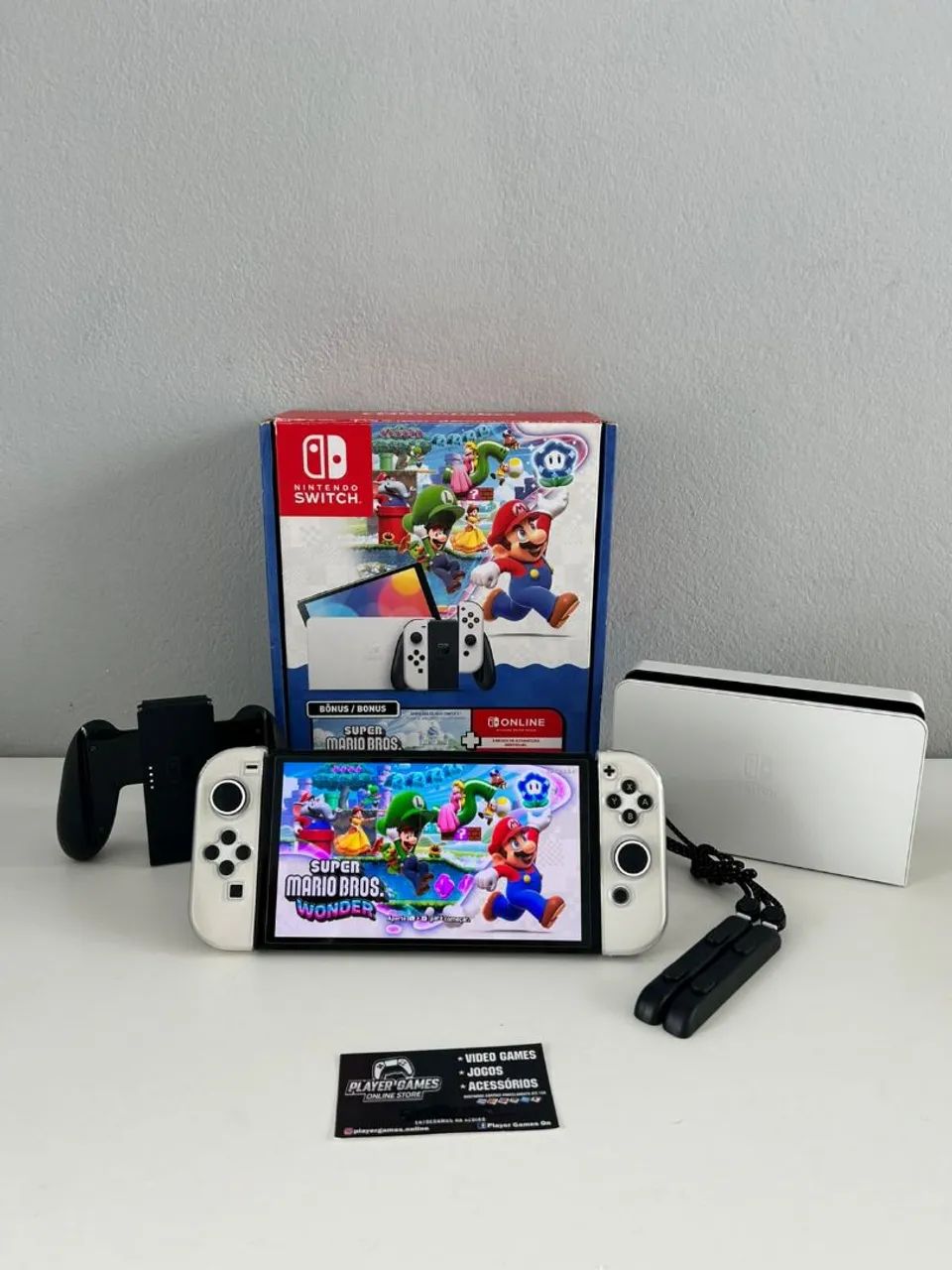 Nintendo switch 中古 Nintendo Switch Oled DESBLOQUEADO 64GB + 128GB (Aceito Cartão