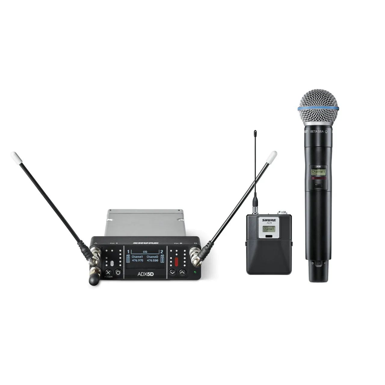 Sistema Duplo Microfone Axient Digital ADX5D Compacto AD2 Beta 58A + Bodypack AD1