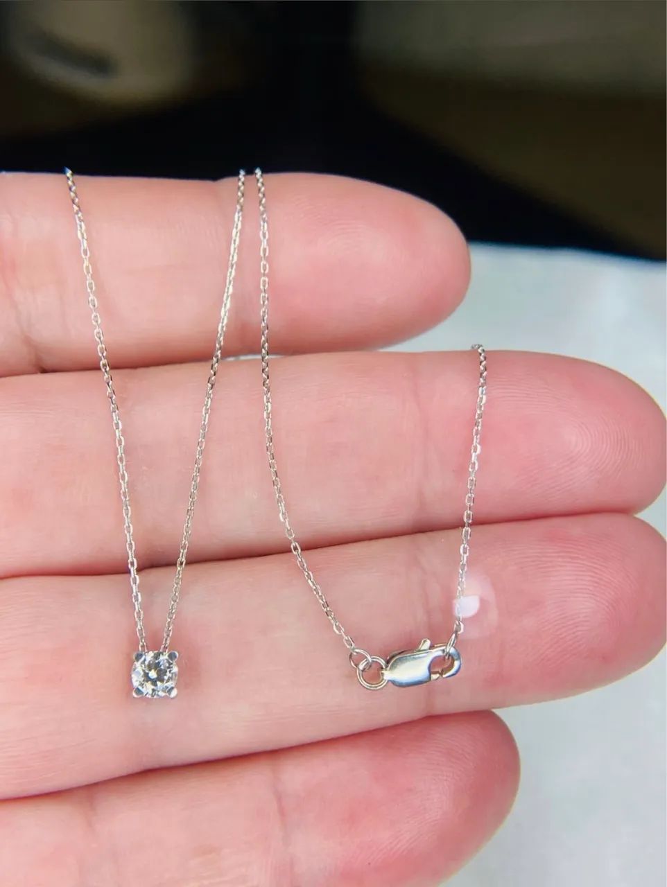 Colar ouro branco com diamante natural - Foto 2
