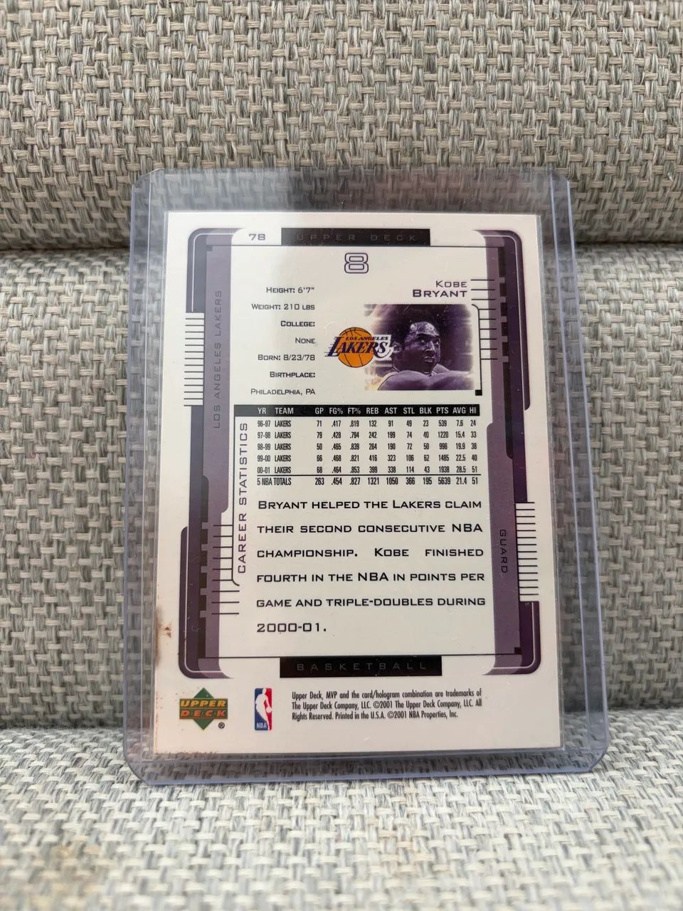 Kobe Bryant 2001 Upper Deck MVP #78 - Los Angeles Lakers - Foto 3