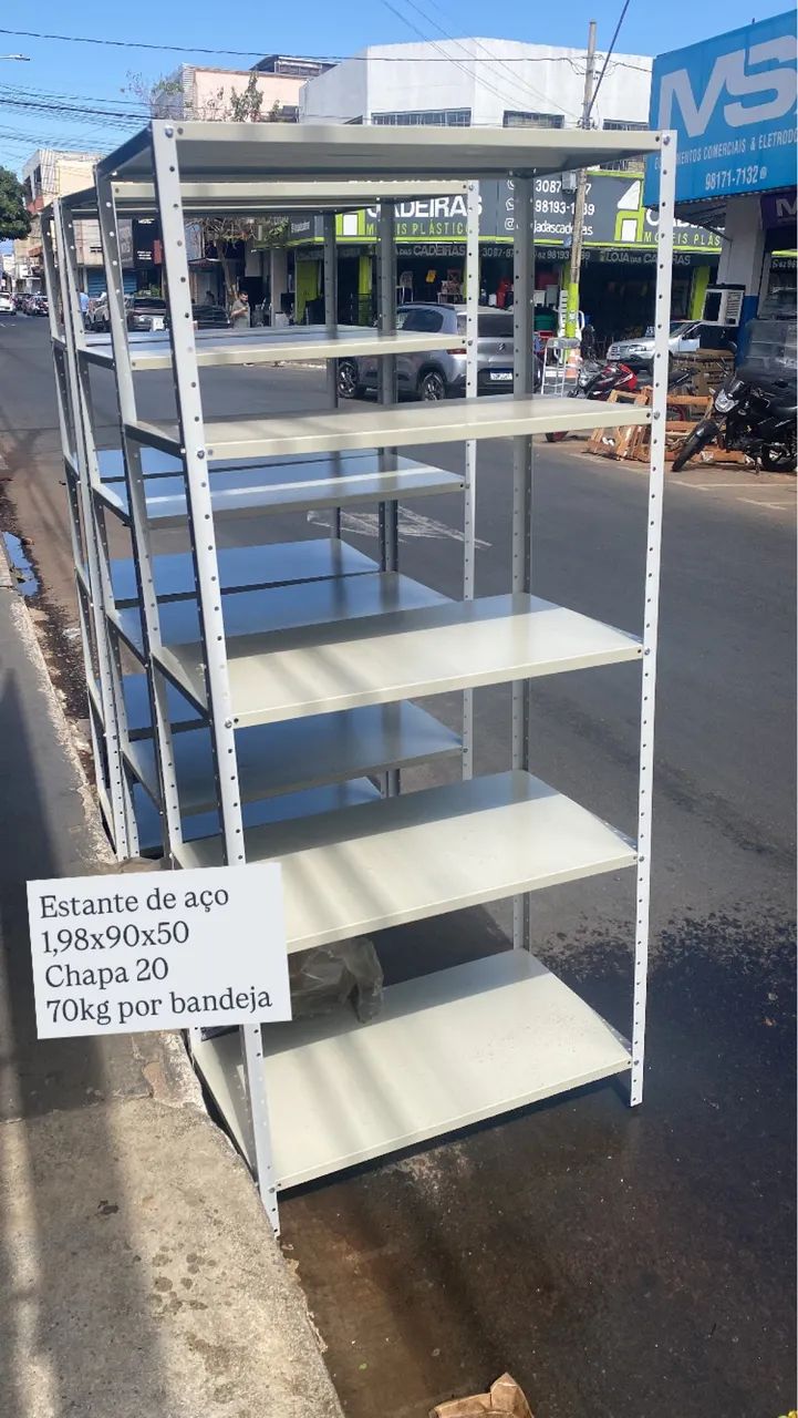 Estante de aço medindo 1,98x90x50 chapa 20 - Móveis de Escritório