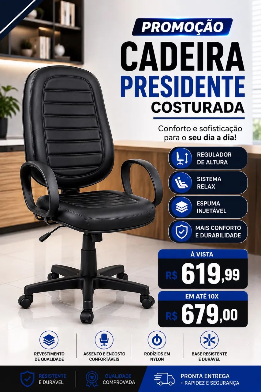 Cadeira Presidente Costurada 