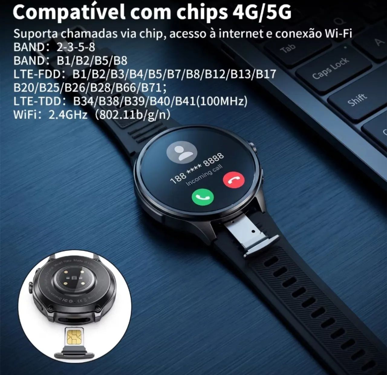 smartwatch 5g android ,4gb /64 gb sim card - Foto 3