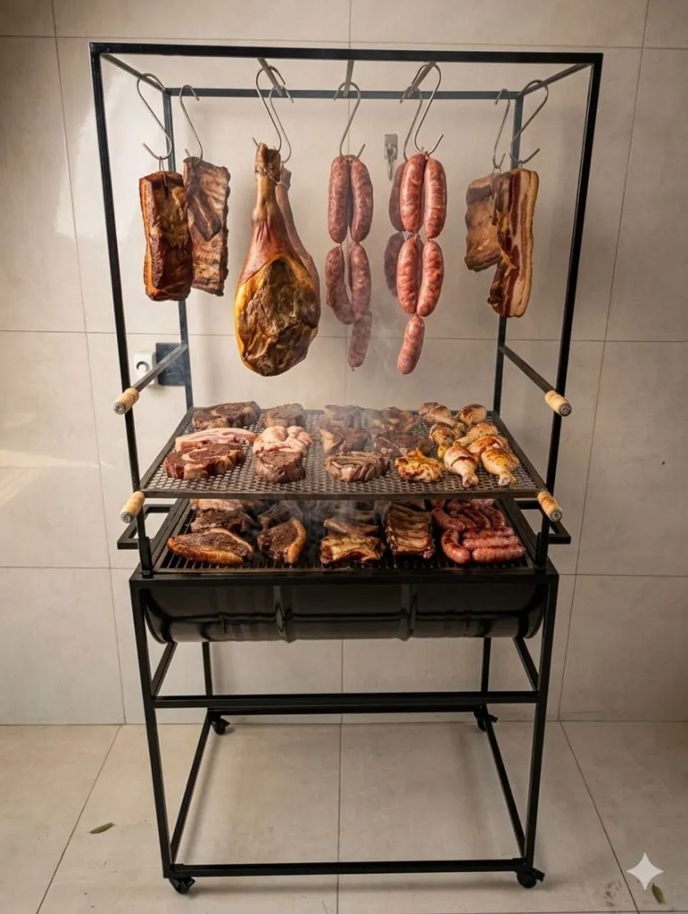 Churrasqueira dupla função para assar costelão ou para assar carnes em  manta 