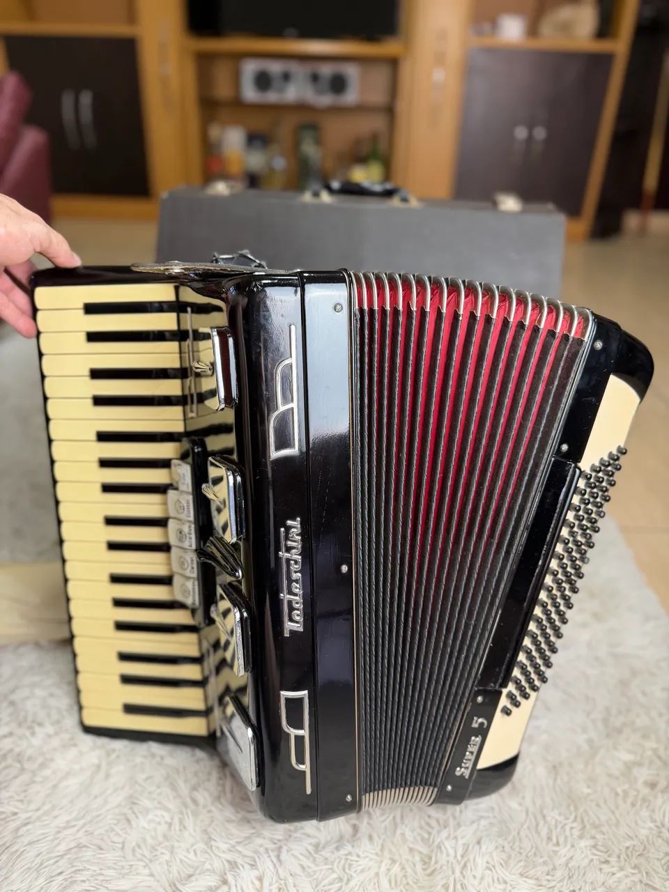 Acordeon/Sanfona Todeschini Super 5 80 Baixos Anos 60 Toda