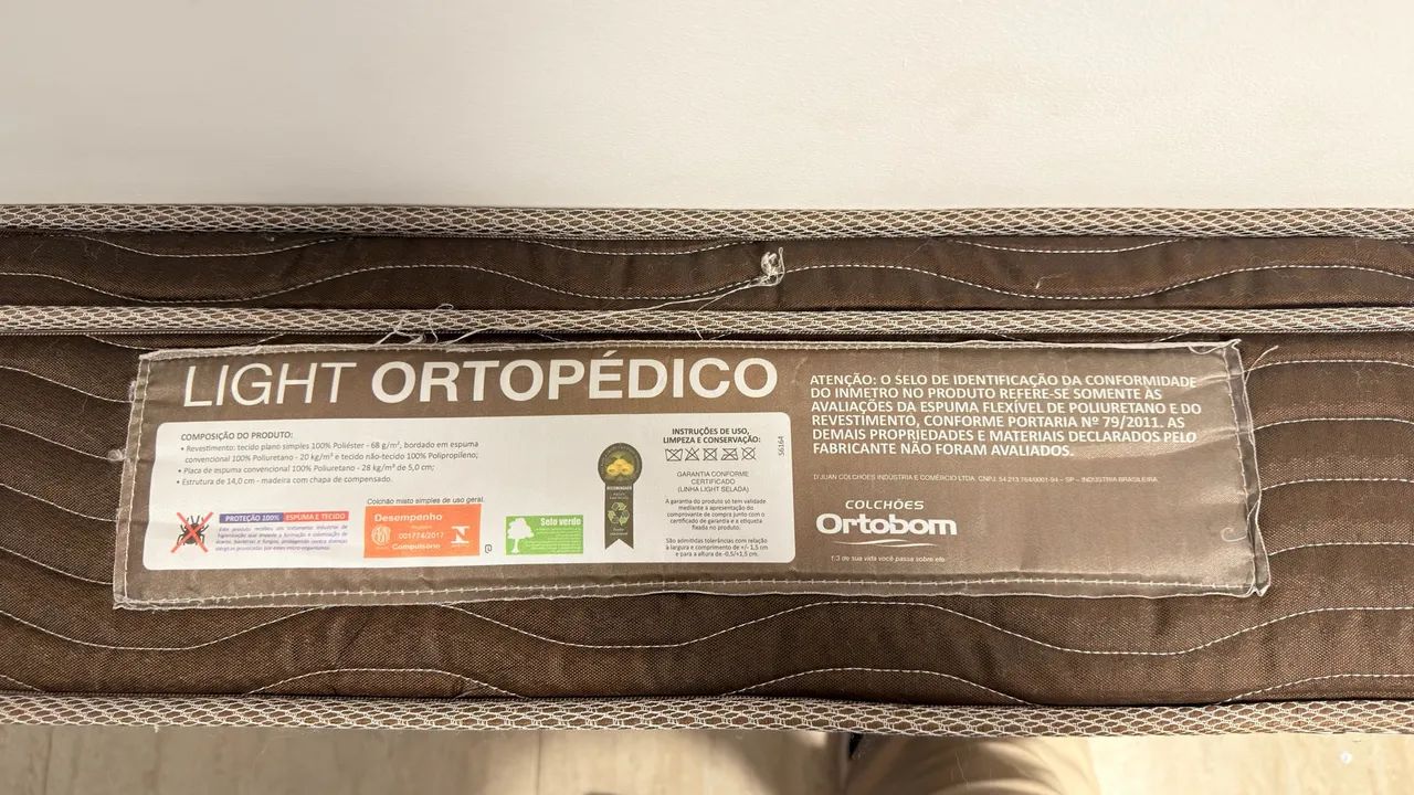 COLCHÃO  Ortobom Light Ortopédico SOLTEIRO
