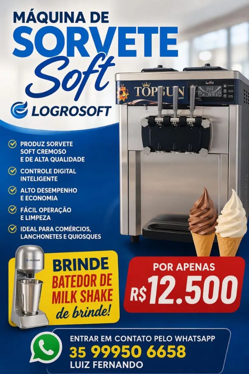 Máquina de sorvete soft logrosoft 