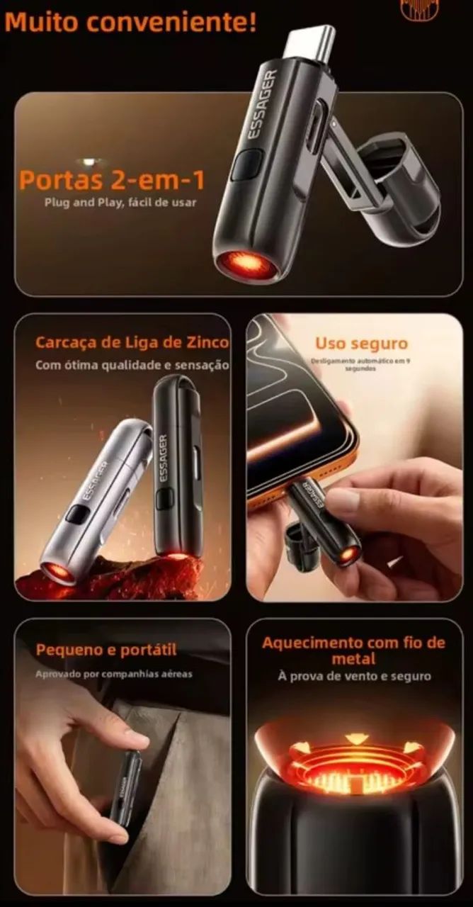 Mini Isqueiro Portátil Tipo C  - Foto 3