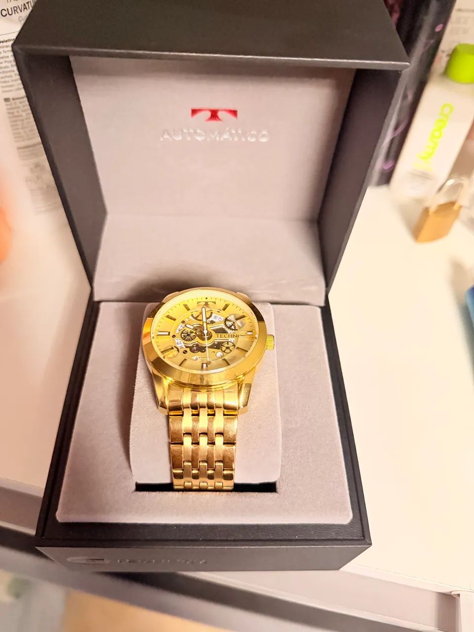 Relógio Masculino Technos Dourado Automático - Foto 3