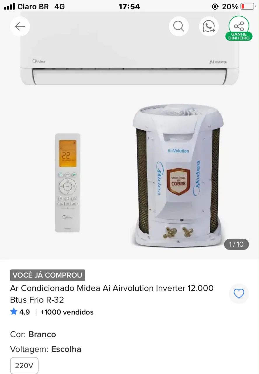Vendo ar condicionado midea 