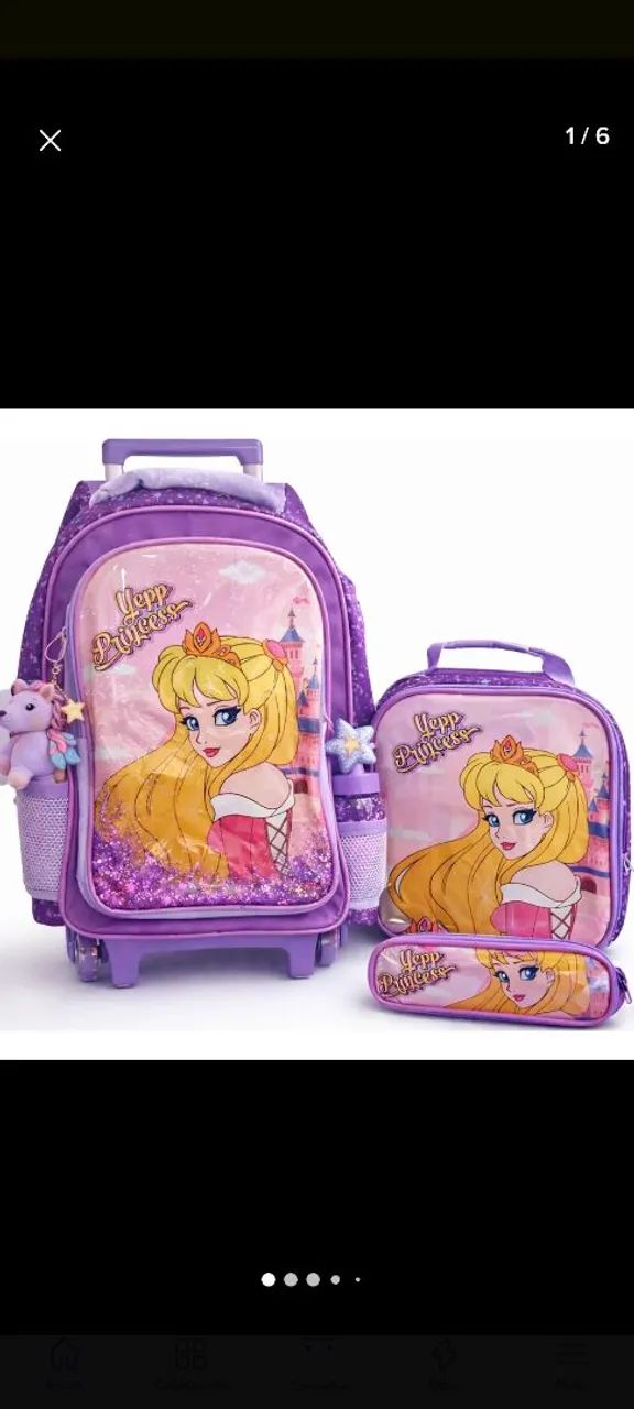 Kit de mochila com rodinhas , mochila térmica e estojo 