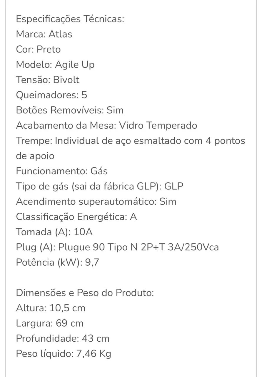 Vendo Cooktop a Gás Atlas 5 Bocas  - Foto 5