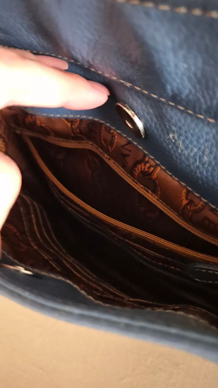 Bolsa de Couro Azul - Foto 5