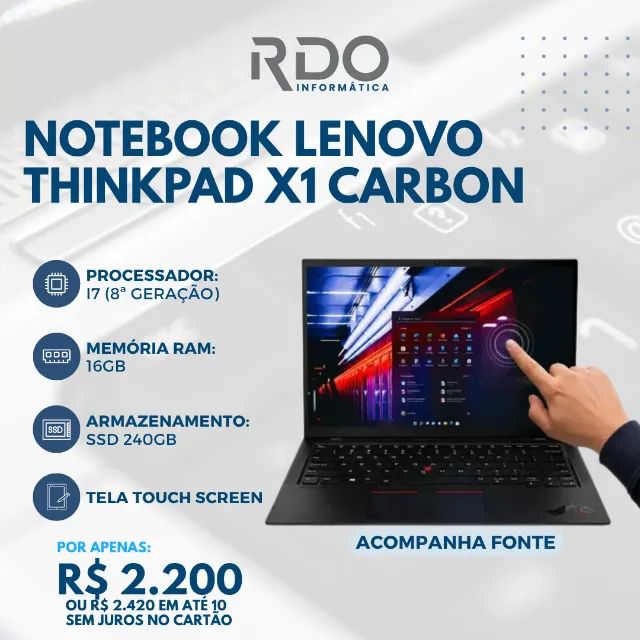 Notebook Touch ThinkPad Lenovo X1 Carbon i7 8th 16gb RAM