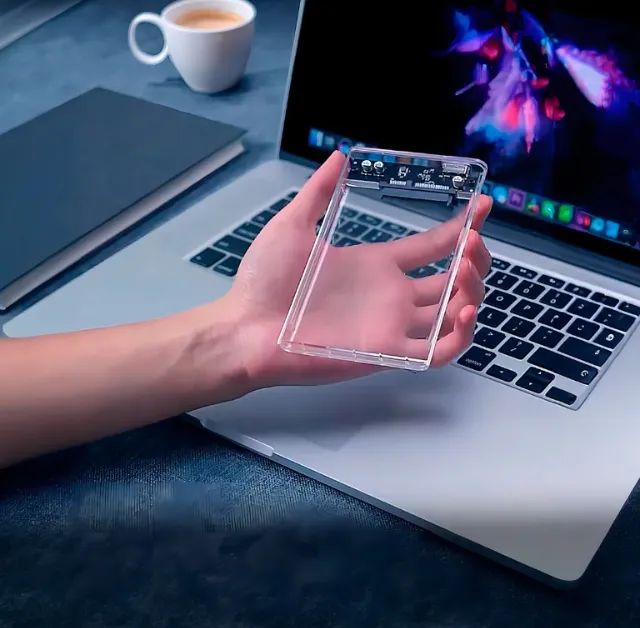 Case Externa para SSD HD SATA 2.5 transparente com USB 3.0 com cabo destacável - Foto 6