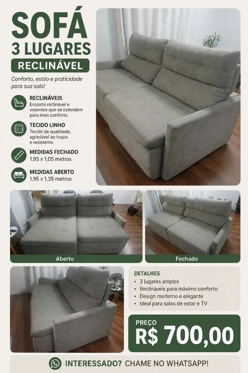 Sofá reclináveis e retrátil 