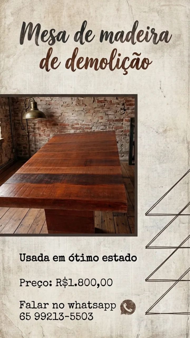 Mesa de madeira de demolição 