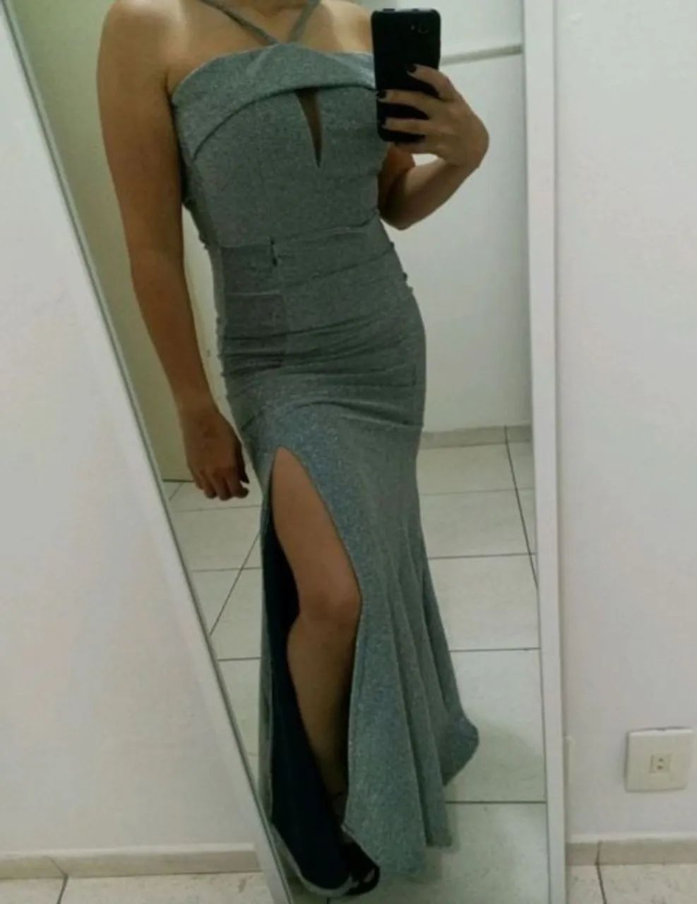 Vestido de festa prata 