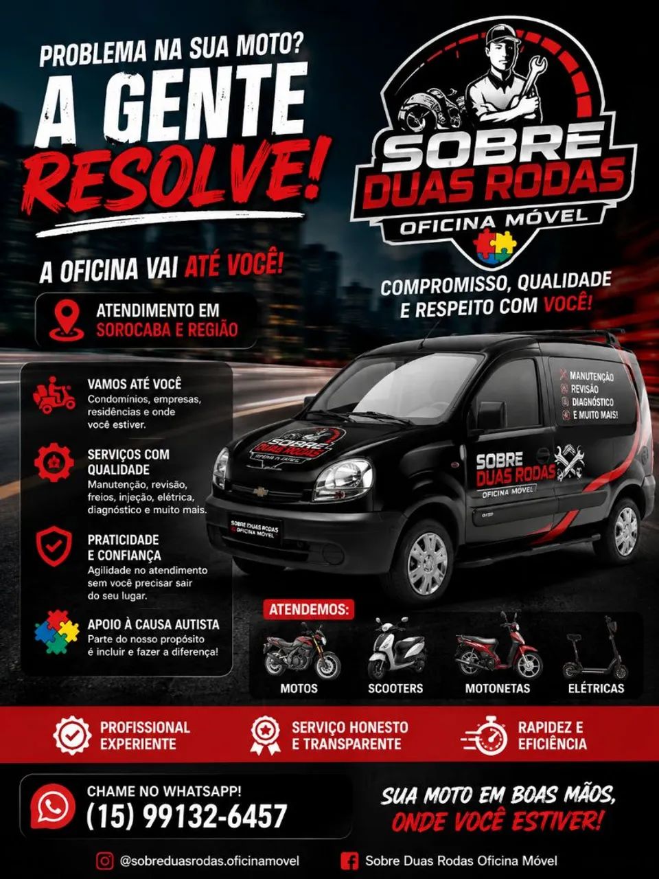Oficina móvel de motocicletas e Automóveis 