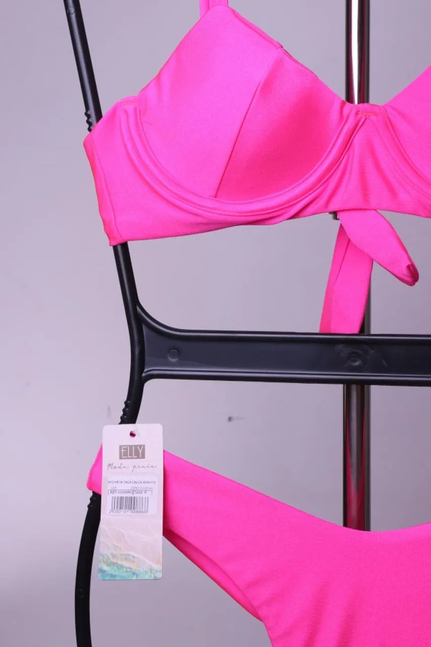 Biquíni Elly Pink Meia Taça com Laço P - Foto 5