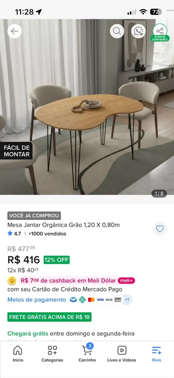 Mesa jantar orgânica  - Foto 4