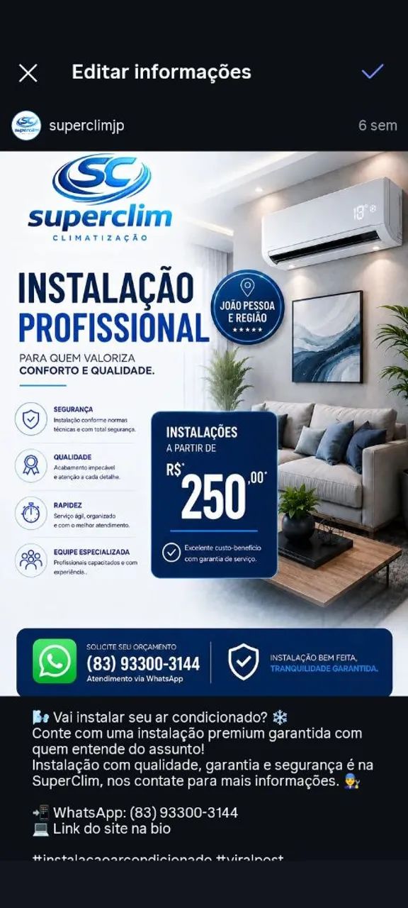 Instalação de ar condicionado 